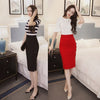 Midi Skirt Slim OL Sexy Open Slit Button