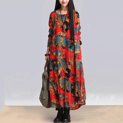 Vintage Fashion Autumn Style Cotton Dress