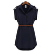 Summer Shirt V-Neck Short A-Line  Chiffon Dress
