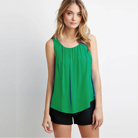 Sexy Cross Back Chiffon Crop Tank Tops